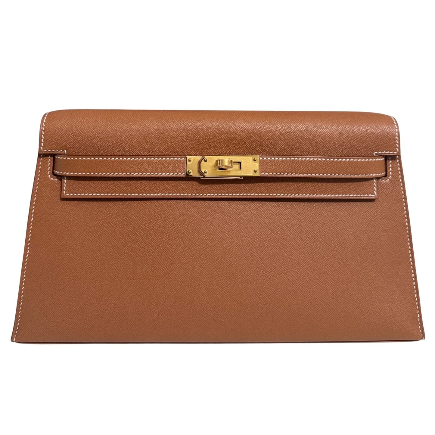 Hermès Kelly Elan Gold Madame Leather Gold Hardware Clutch Shoulder Bag