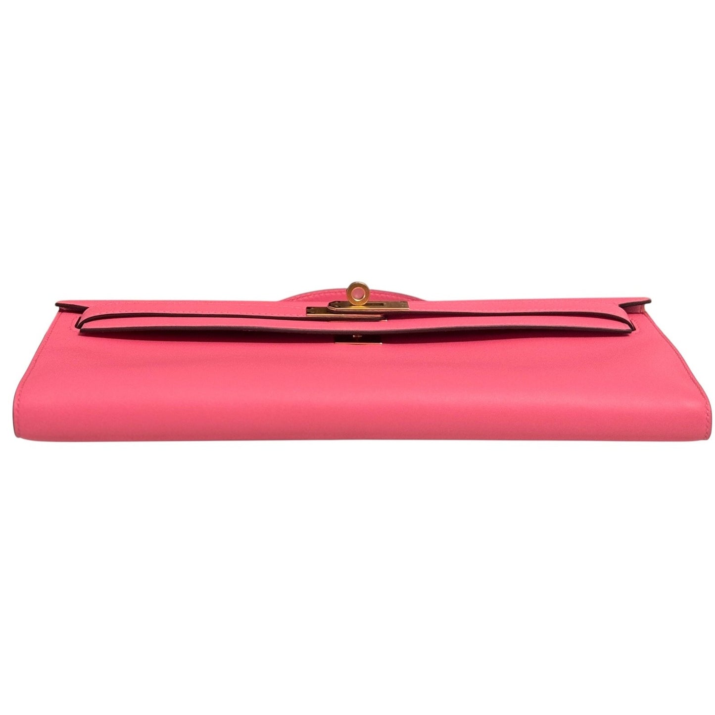Hermes Kelly Cut Clutch Rose Azalee Azalea Pink Swift Leather Gold Hardware RARE