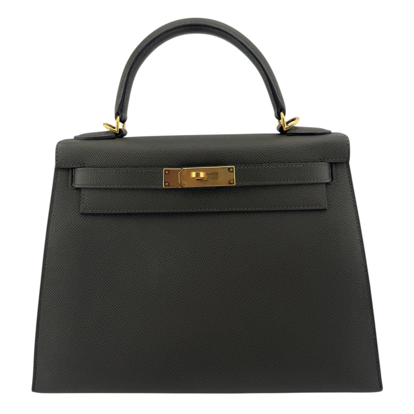 Hermes Kelly 28 Sellier Vert de Gris Green Gray Epsom Leather Gold Hardware