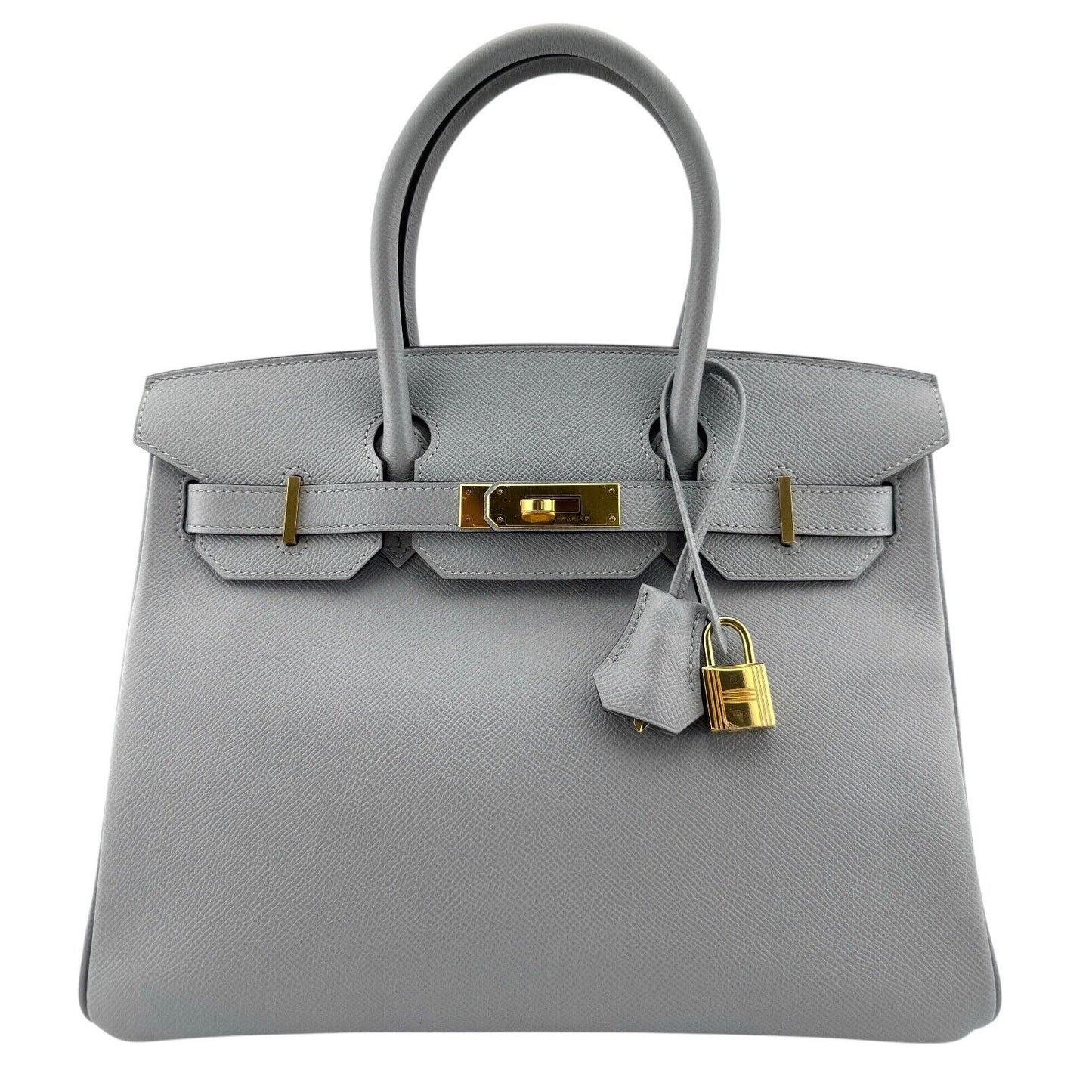 Hermes Birkin 30 Blue Glacier Gray Epsom Leather Gold Hardware RARE