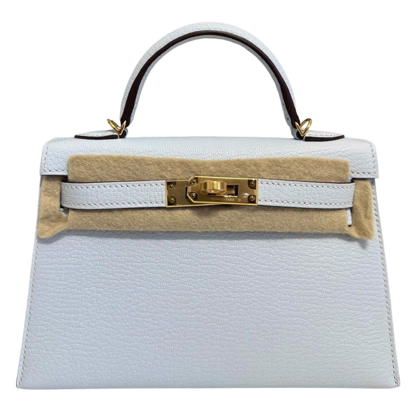 Hermes Kelly Mini 20 Blue Brume Baby Blue Chèvre Palladium Hardware