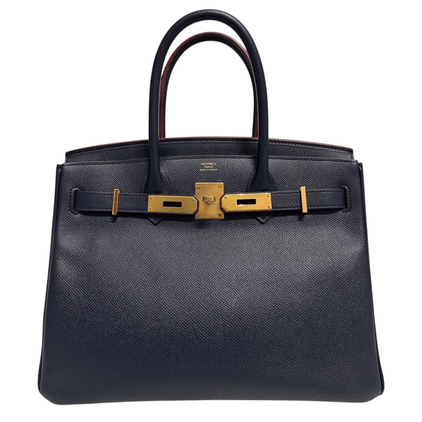 Hermes Birkin 30 Rouge Blue Indigo Rouge H Contour Epsom Leather Gold Hardware