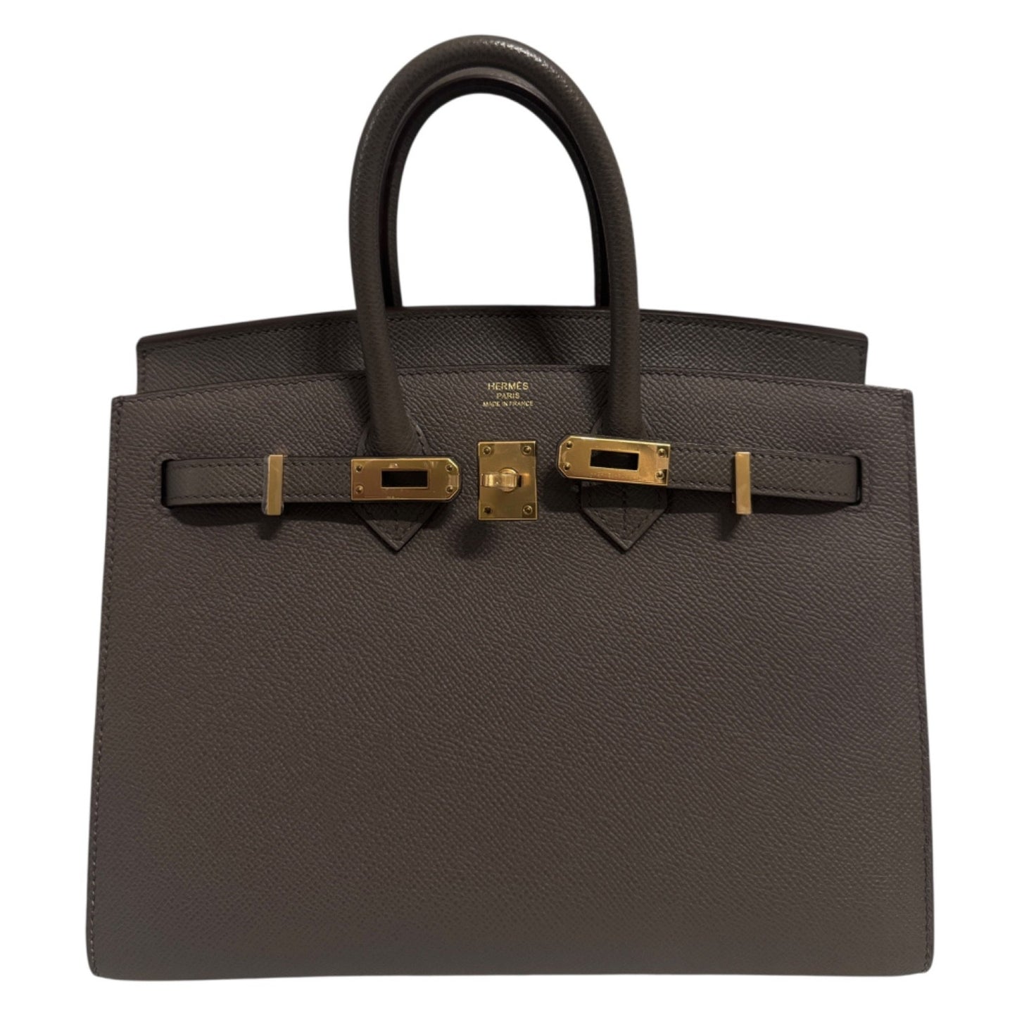 Hermes Birkin 25 Sellier Etain Gray Epsom Leather Gold Hardware