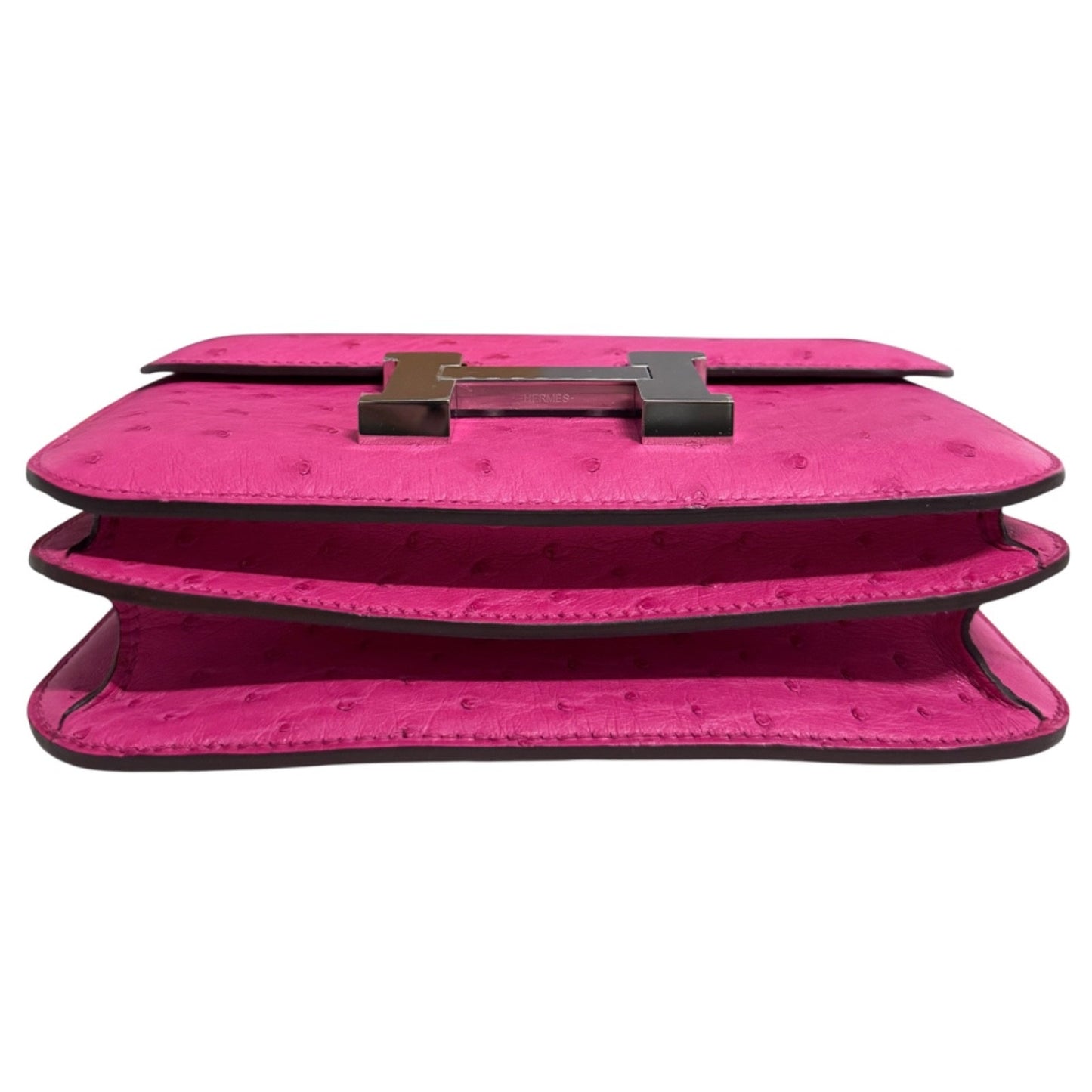 HERMES Constance 18 Mini Rose Tyrien Pink Ostrich Leather Palladium Hardware