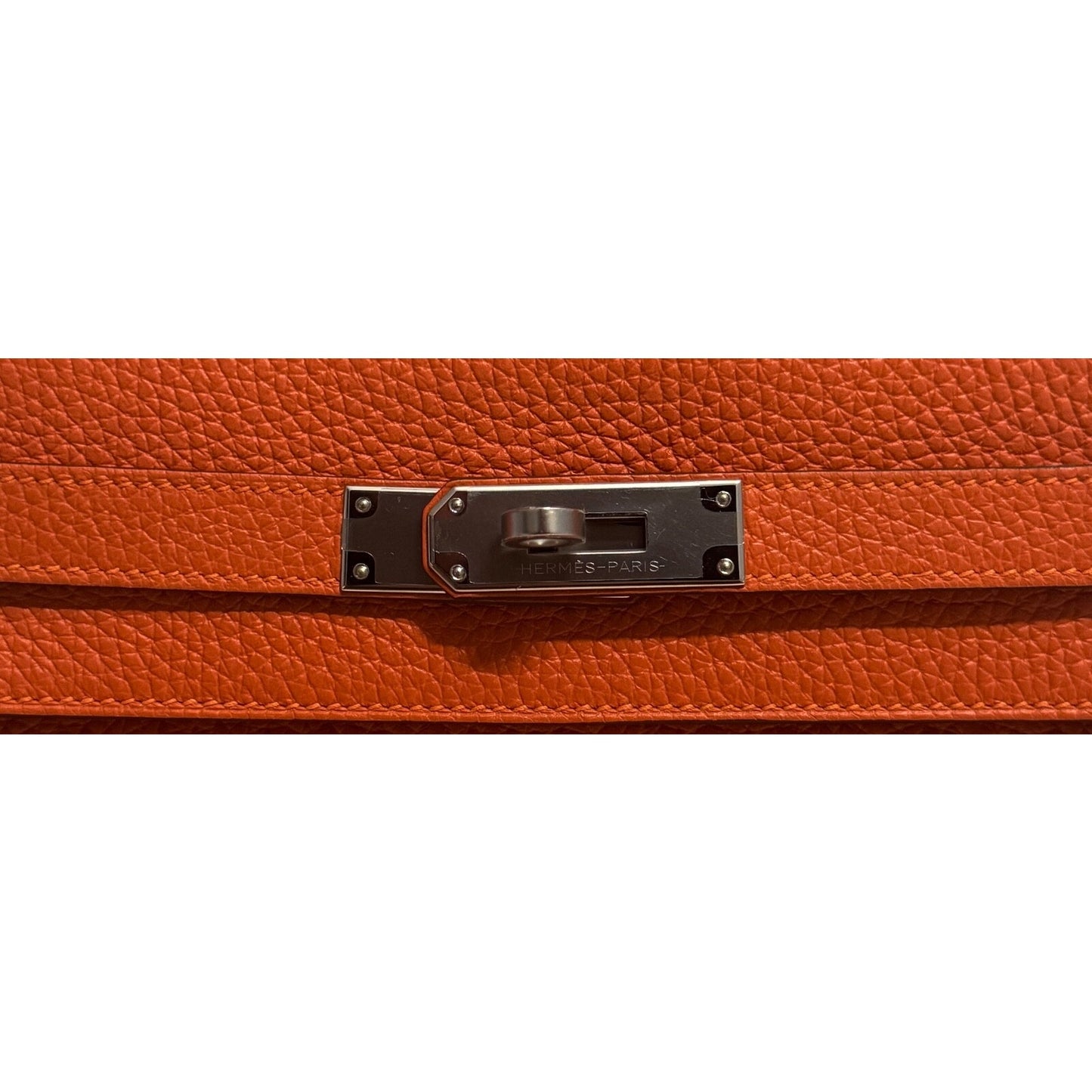 Hermes Kelly 28 Orange Togo Leather Palladium Hardware