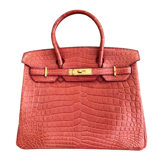Hermes Birkin 30 Sanguine Orange Matte Alligator Leather Gold Hardware