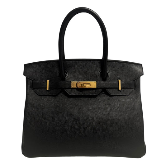 Hermes Birkin 30 Black Noir Epsom Leather Gold Hardware RARE