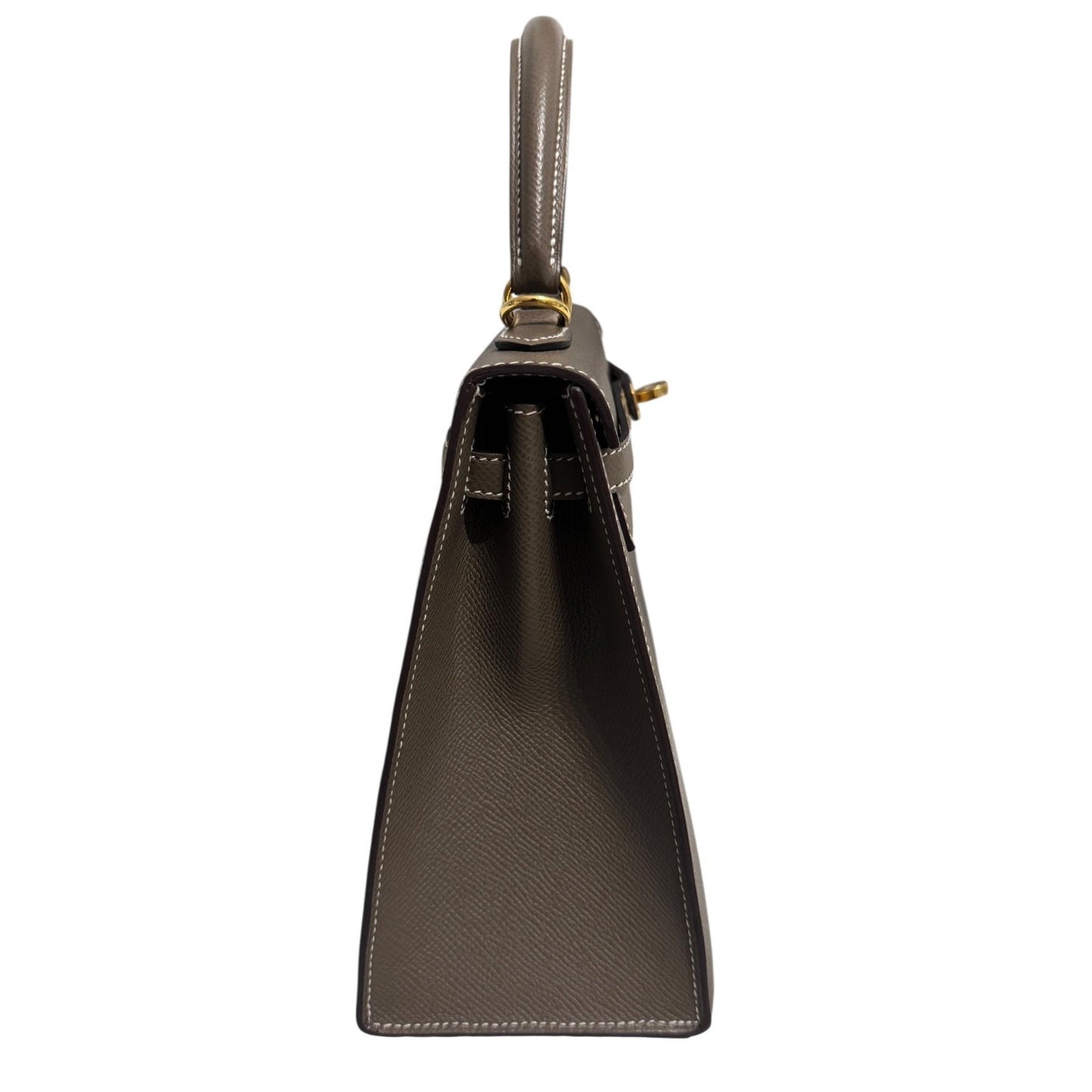 Hermes Kelly 25 Sellier Etoupe Gray Gris Epsom Leather Gold Hardware