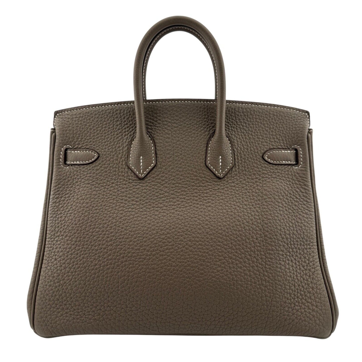 Hermes Birkin 25 Etoupe Grey Gray Togo Leather Palladium Hardware Handbag RARE