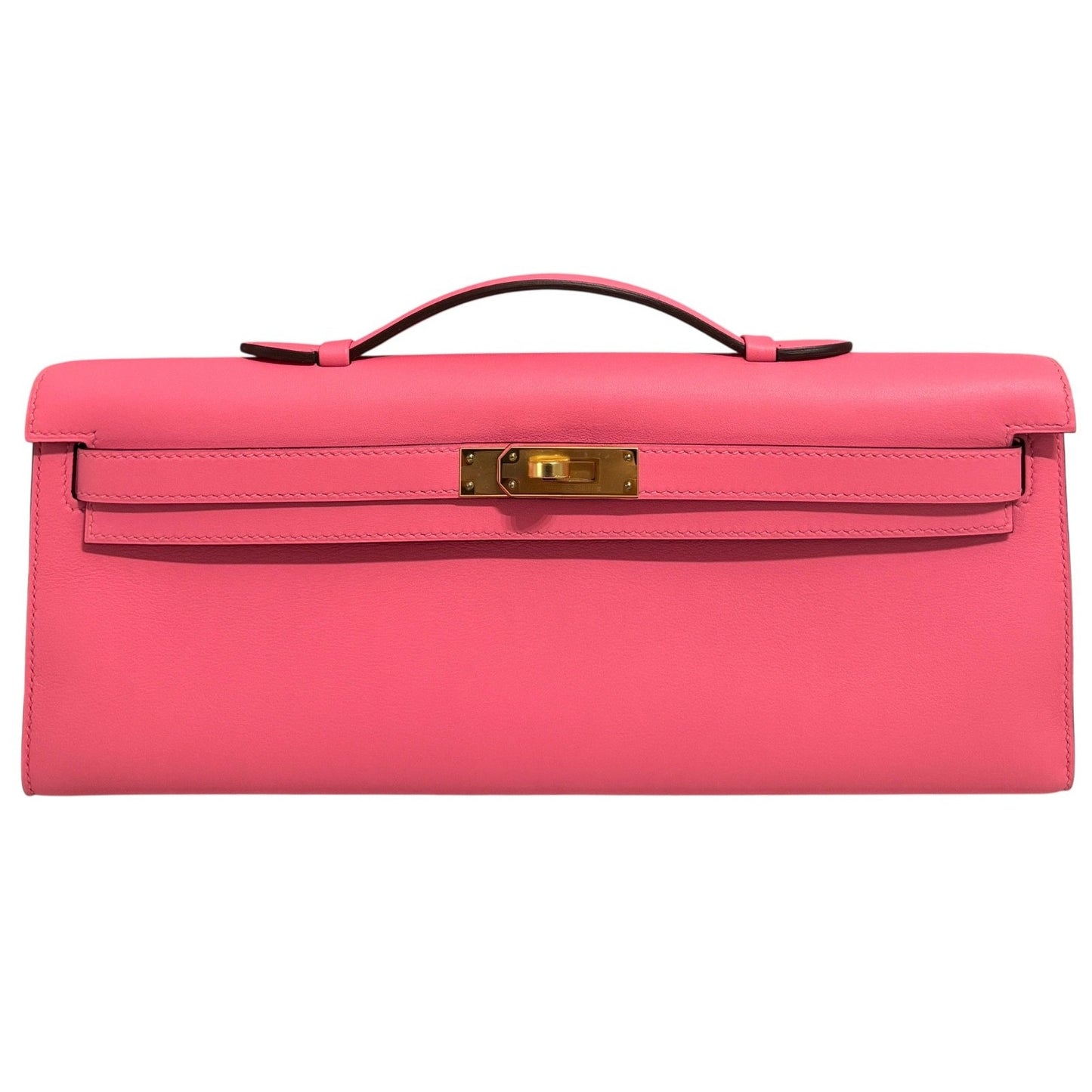Hermes Kelly Cut Clutch Rose Azalee Azalea Pink Swift Leather Gold Hardware RARE