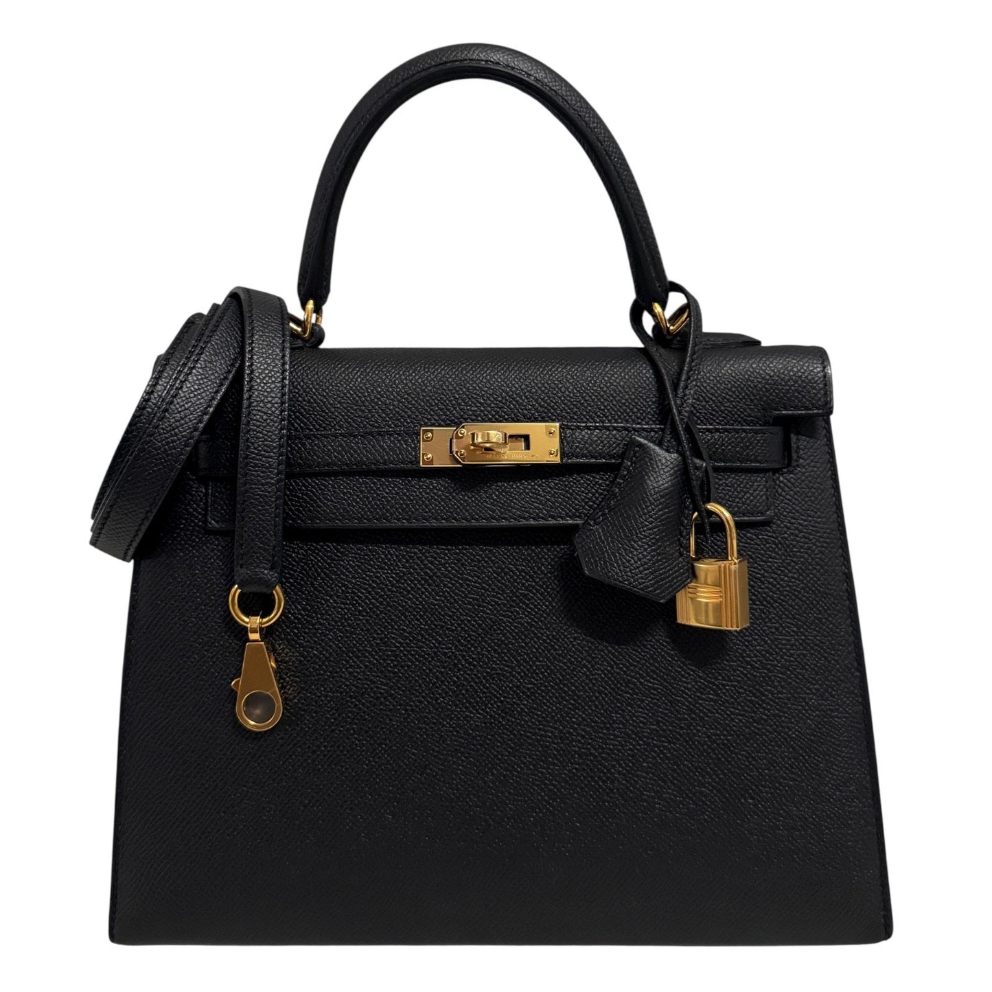 Hermes Kelly 25 Sellier Black Noir Epsom Leather Gold Hardware