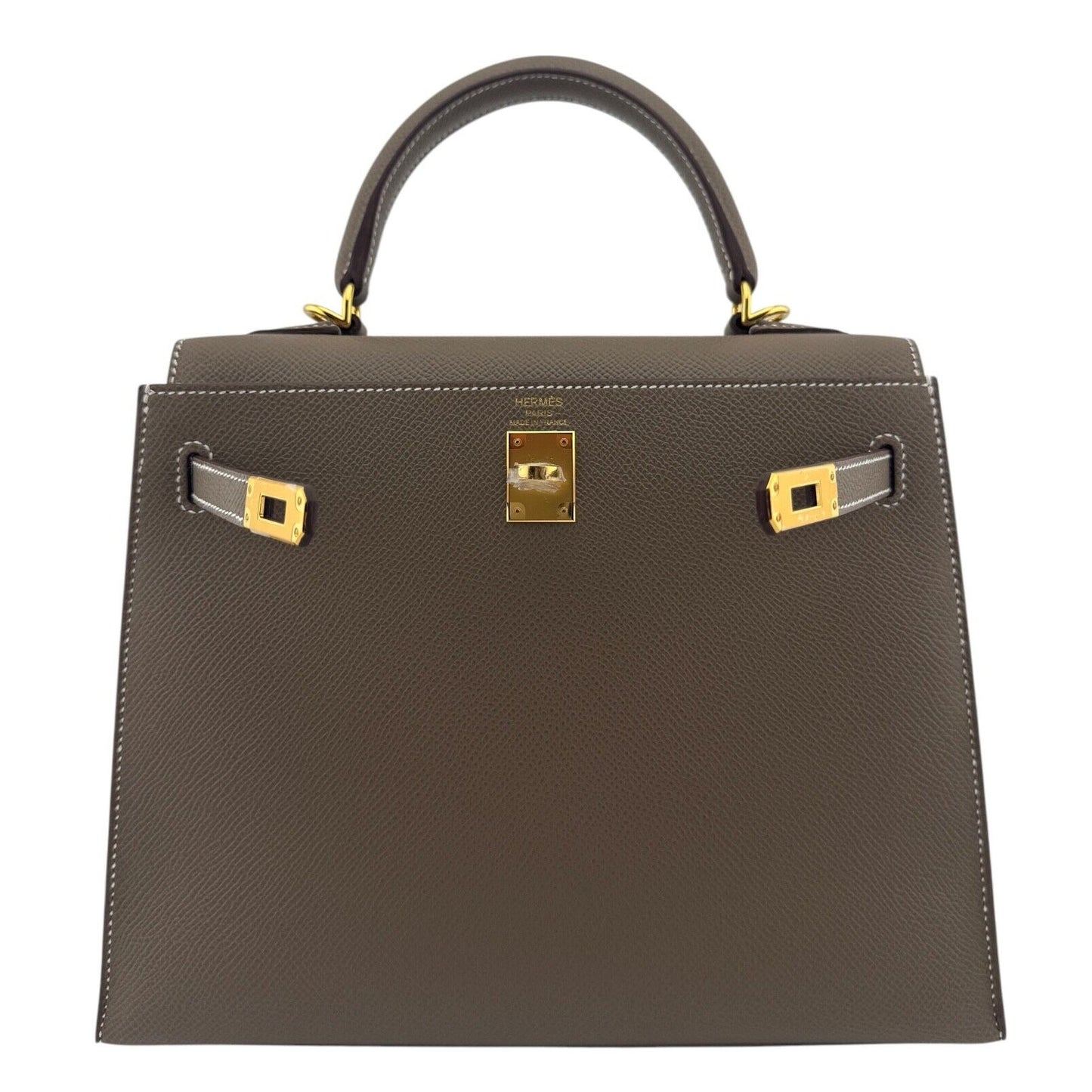 Hermes Kelly 25 Sellier Etoupe Gray Grey Epsom Gold Hardware NEW 2024