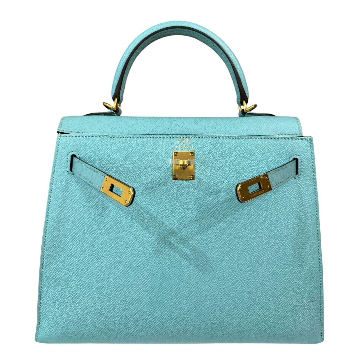 Hermes Kelly 25 Sellier Blue Atoll Tiffany Blue Epsom Leather Gold Hardware