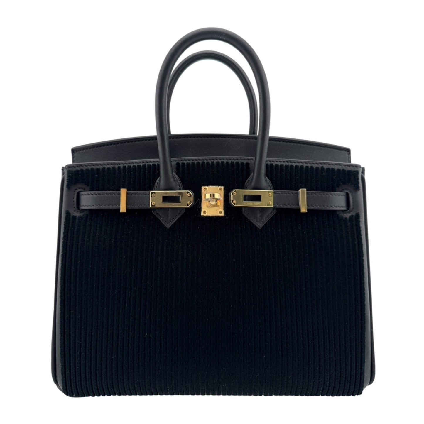 Hermes Birkin 25 Black Cote a Cote Swift Permabrass Hardware Rare