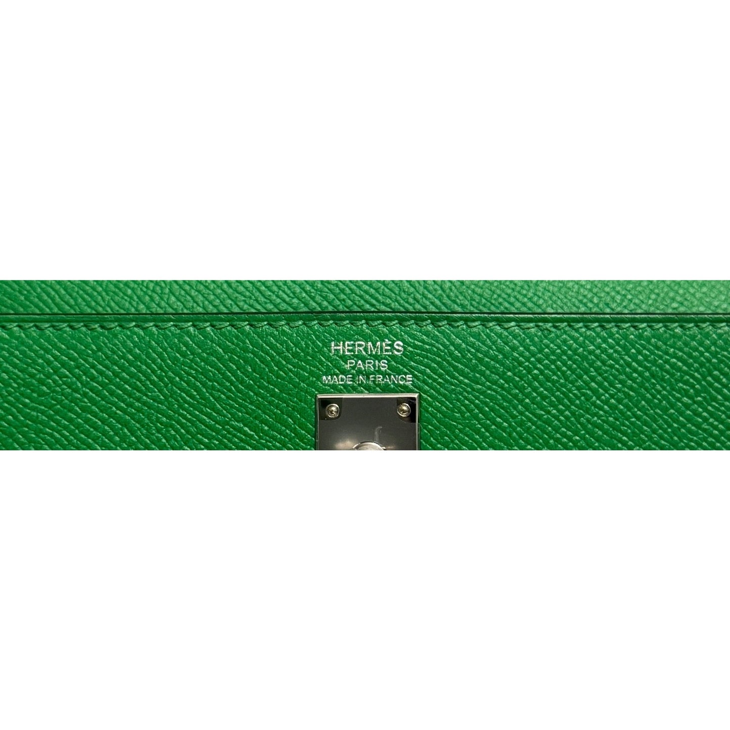 Hermes Kelly 25 Sellier Bamboo Bambou Green Epsom Leather Palladium Hardware