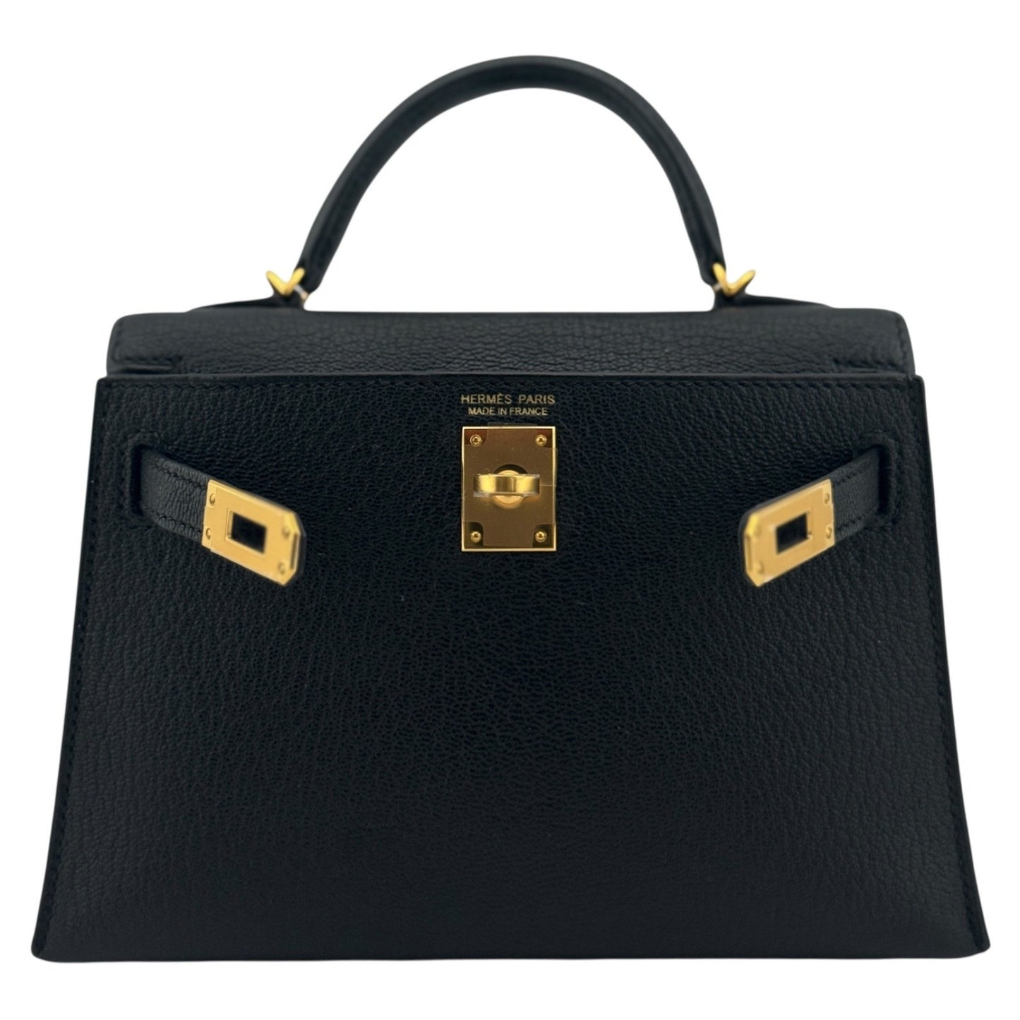 Hermes Kelly Mini 20 Black Noir Chèvre Leather Gold Hardware
