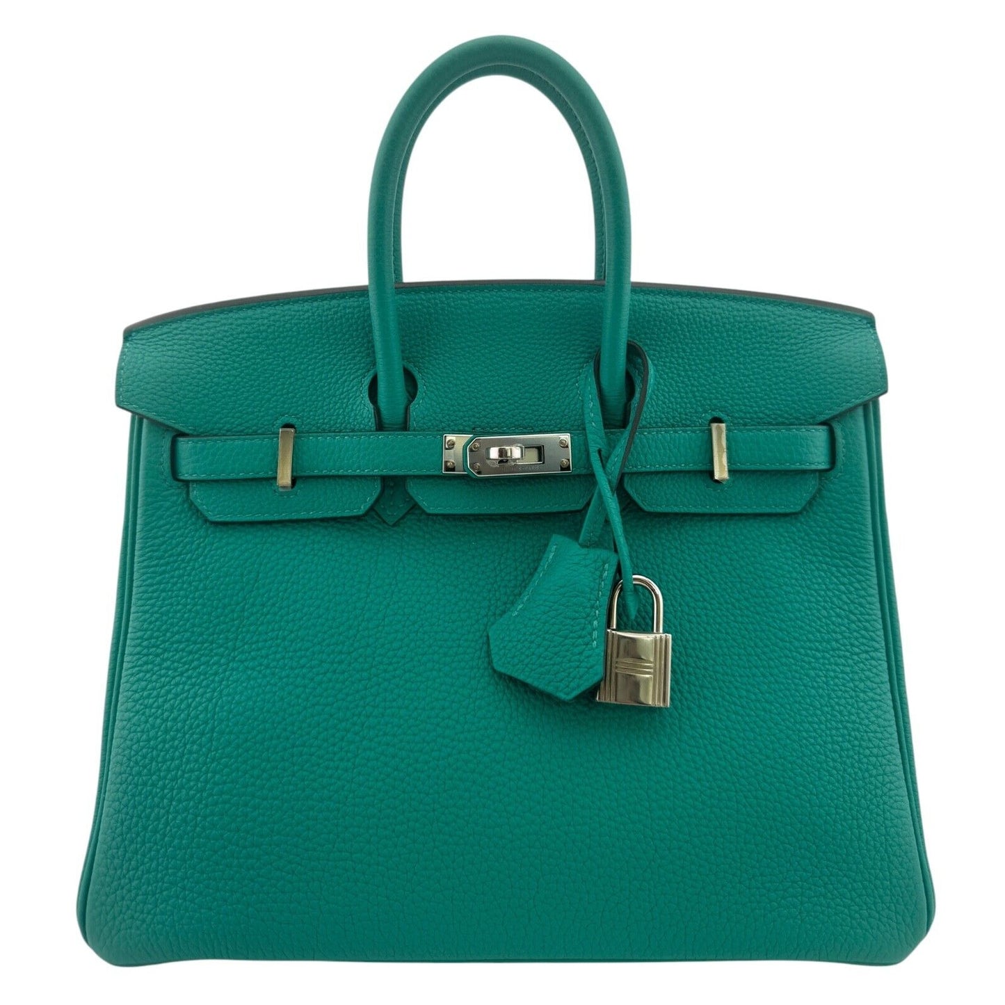 Hermes Birkin 25 Vert Verone Green Togo Leather Palladium Hardware Handbag RARE