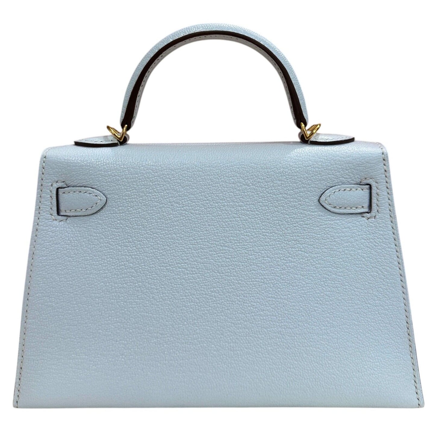 Hermes Kelly Mini 20 Bleu Blue Brume Baby Blue Chèvre Leather Gold Hardware RARE