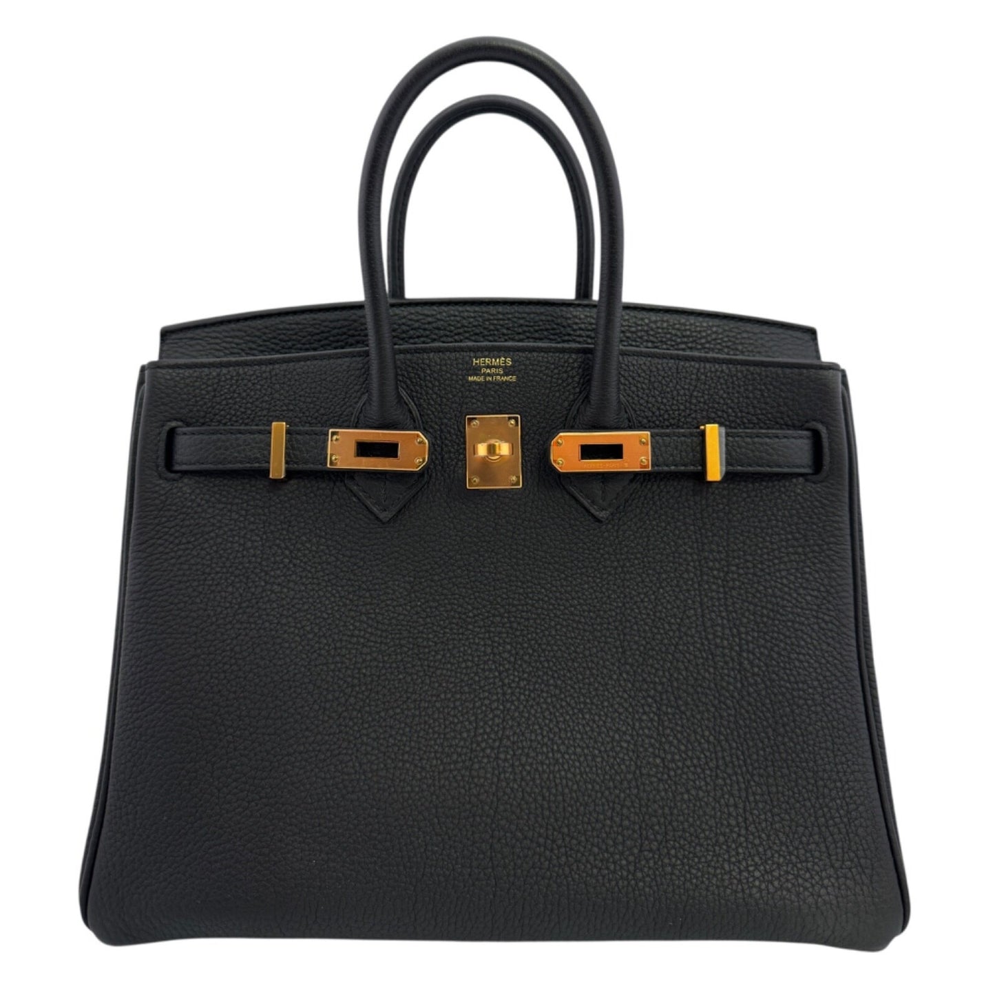 Hermes Birkin 25 Black Noir Togo Leather Rose Gold Hardware Handbag