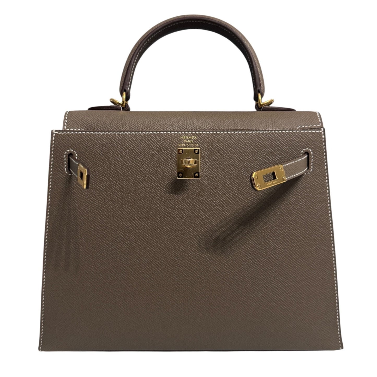 Hermes Kelly 25 Sellier Etoupe Gray Gris Epsom Leather Gold Hardware 2025 New