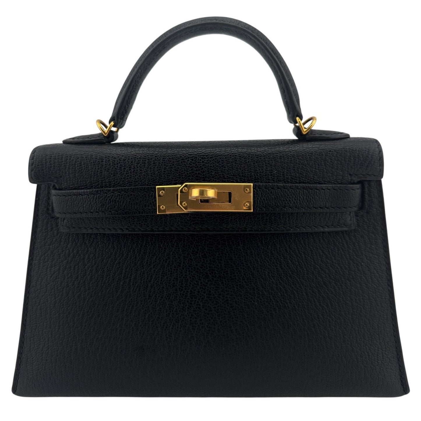 Hermes Kelly Mini 20 Black Noir Chèvre Leather Gold Hardware
