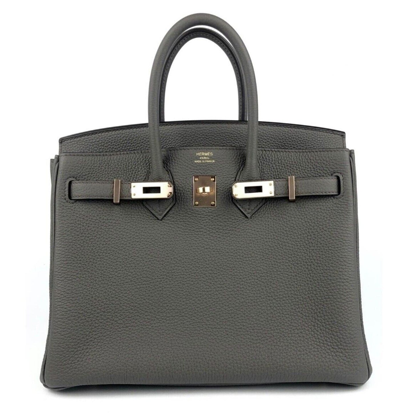 Hermes Birkin 25 Etain Gray Grey Togo Leather Rose Gold Hardware