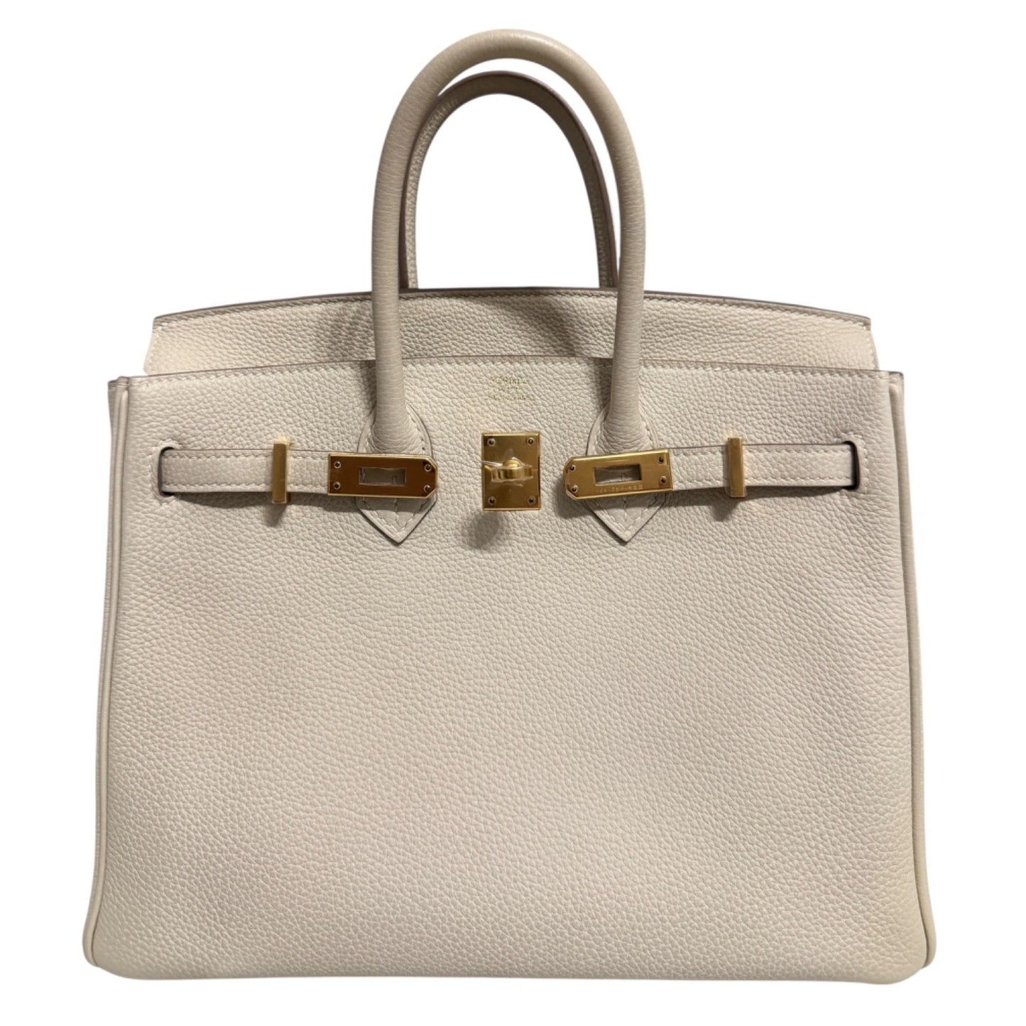 Hermes Birkin 25 Craie White Beige Togo Leather Gold Hardware Handbag