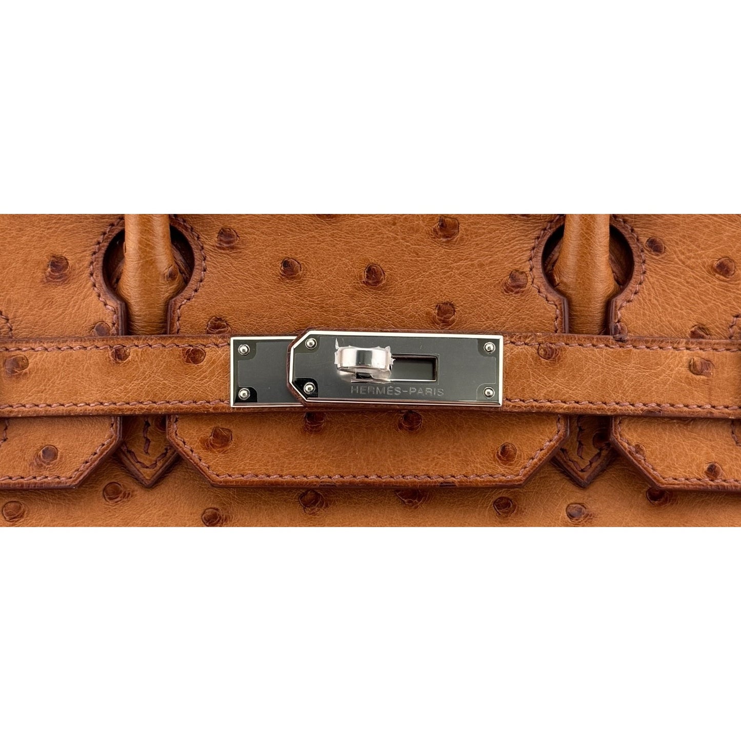 Hermes Birkin 30 Gold Camel Tan Ostrich Leather Palladium Hardware RARE