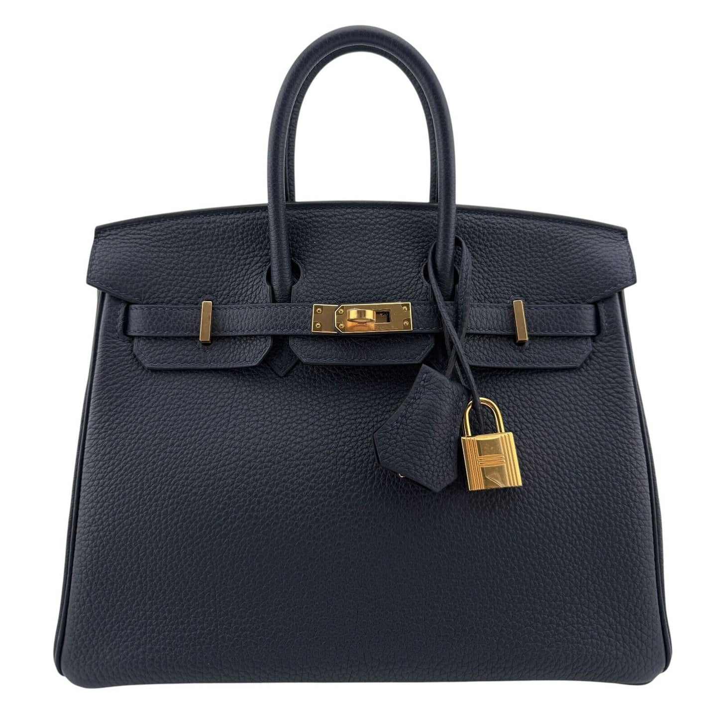 Hermes Birkin 25 Bleu Suit Dark Blue Togo Leather Gold Hardware Handbag