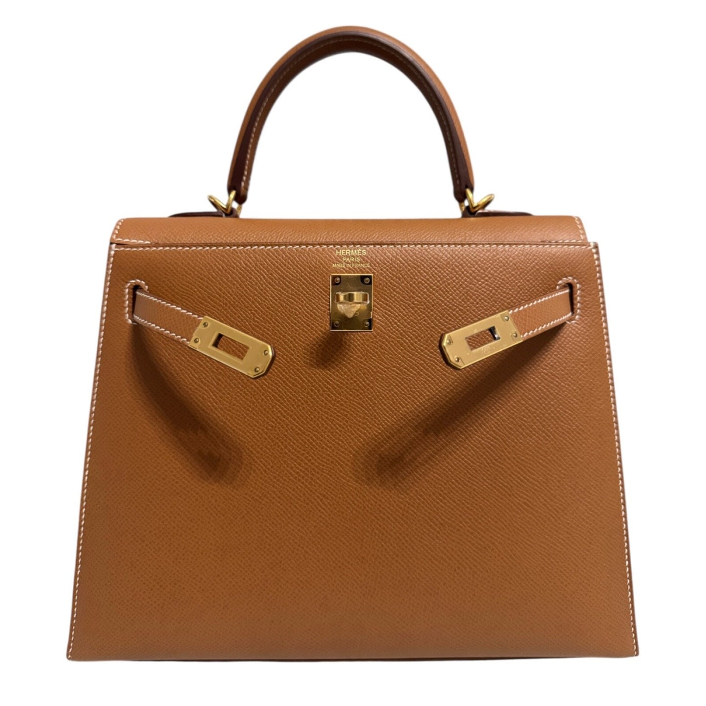 Hermes Kelly 25 Sellier Gold Tan Epsom Leather Gold Hardware