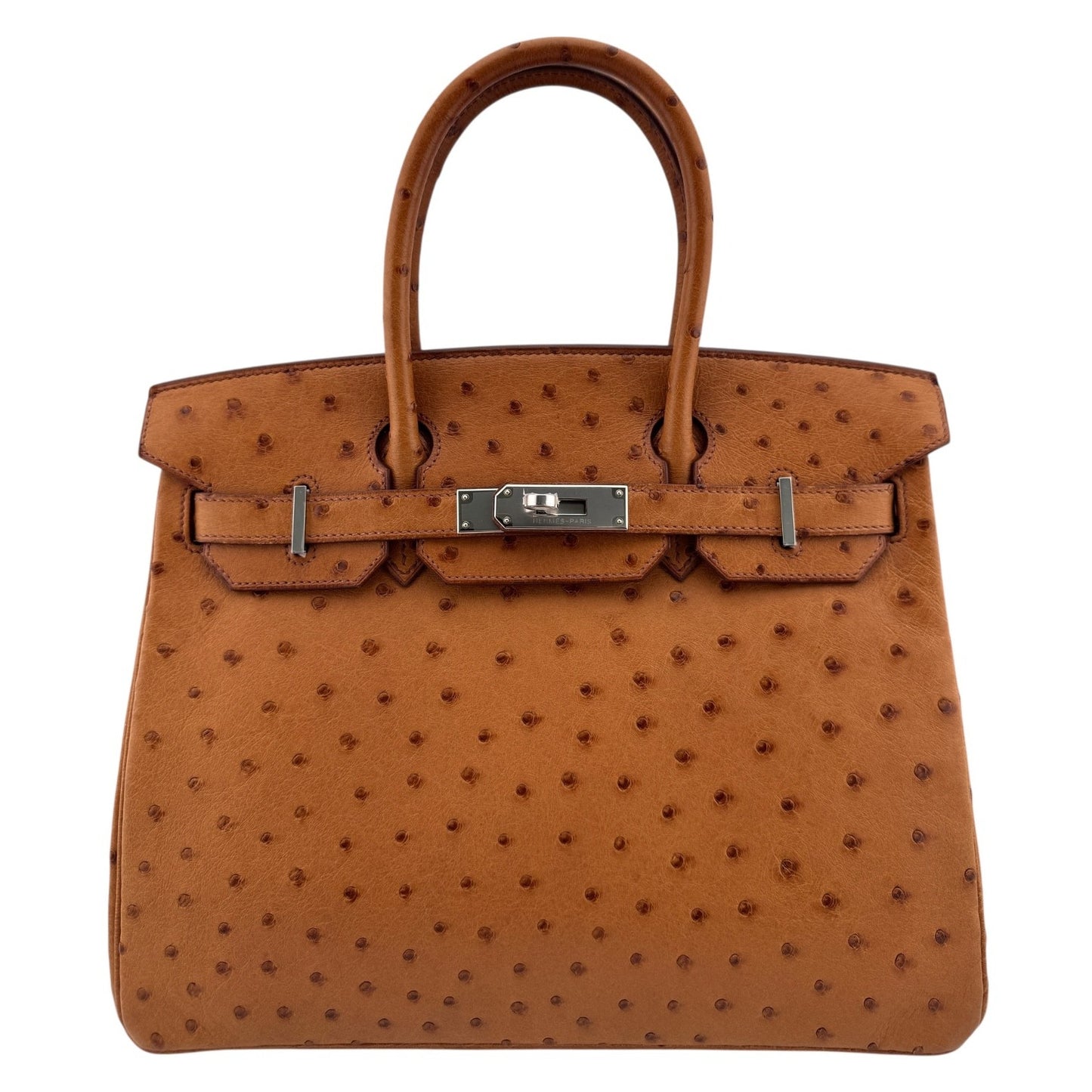 Hermes Birkin 30 Gold Camel Tan Ostrich Leather Palladium Hardware RARE