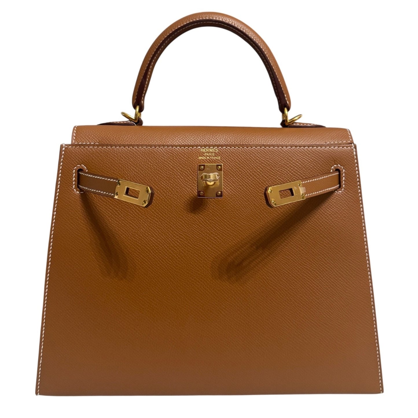 Hermes Kelly 25 Sellier Gold Tan Epsom Leather Gold Hardware