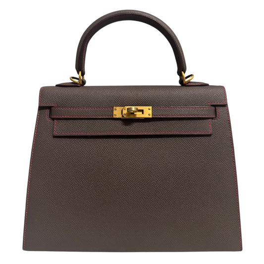Hermes Kelly 25 Sellier Special Orde Etain Gray Pink Epsom Brushed Gold Hardware