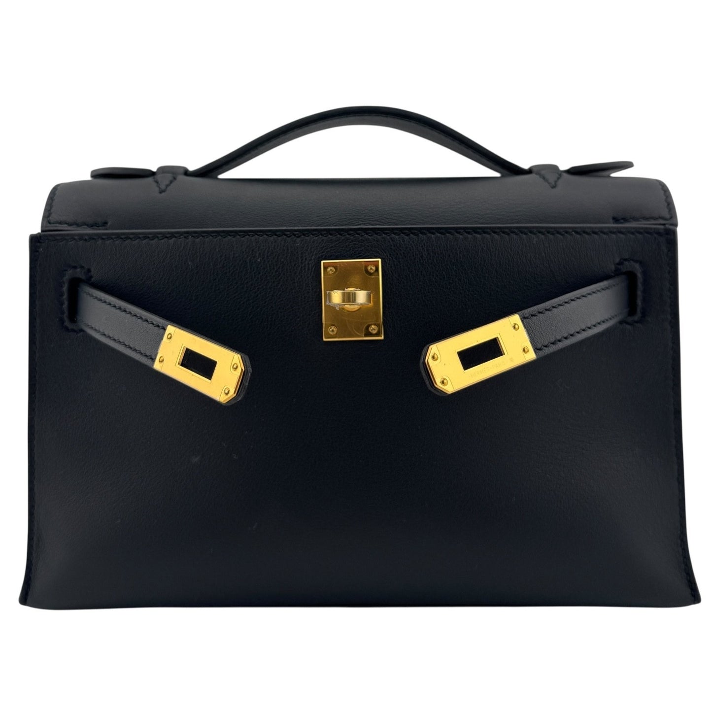 Hermes Kelly Mini Pochette Black Noir Leather Gold Hardware RARE