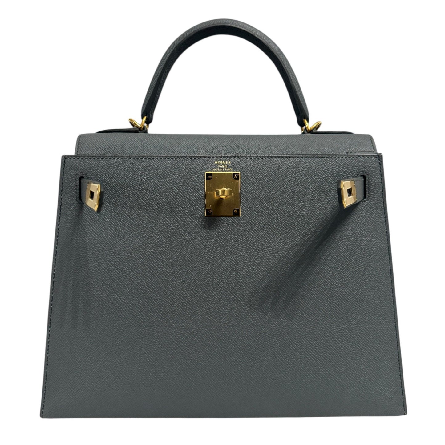 Hermes Kelly 28 Sellier Vert Amande Gray Green Epsom Leather Gold Hardware RARE