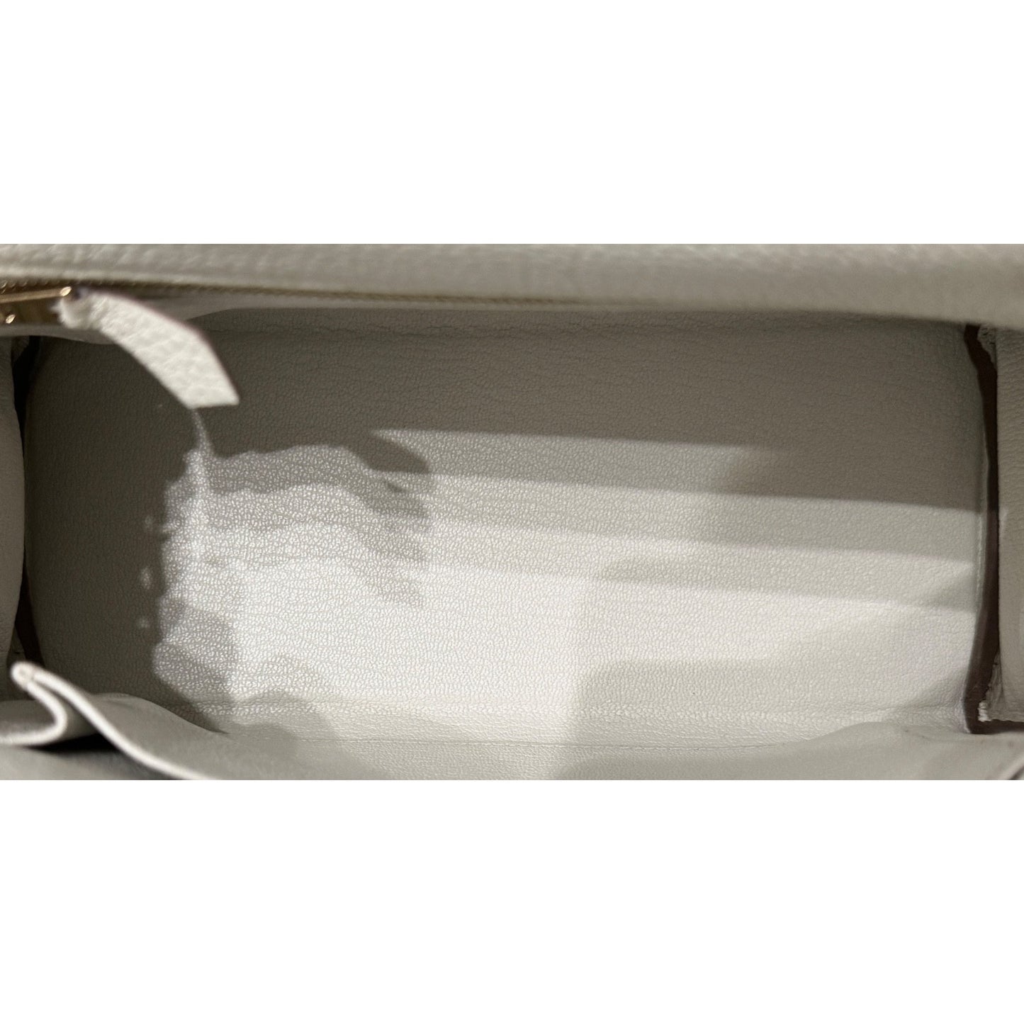 Hermes Kelly 25 Mushroom Gray White Togo Leather Gold Hardware