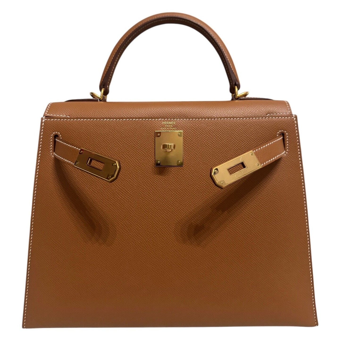 Hermes Kelly 28 Sellier Gold Tan Epsom Leather Gold Hardware