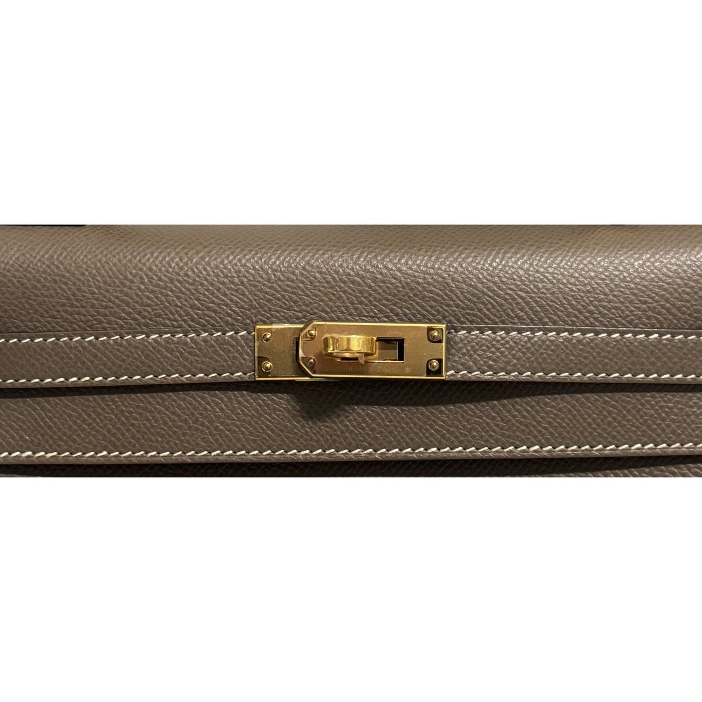 Hermes Kelly 25 Sellier Etoupe Gray Gris Epsom Leather Gold Hardware