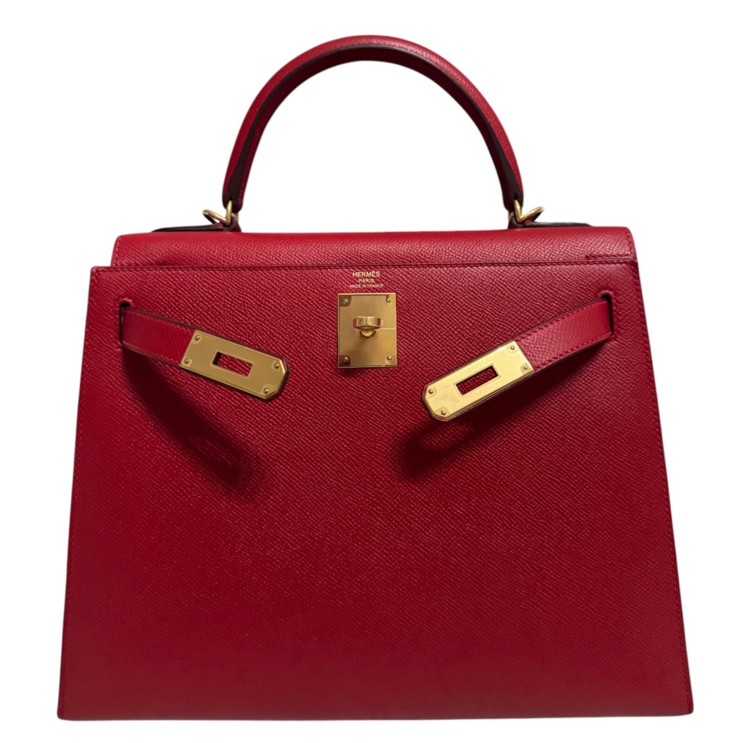 Hermes Kelly 28 Sellier Rouge Casaque Red Epsom Leather Gold Hardware