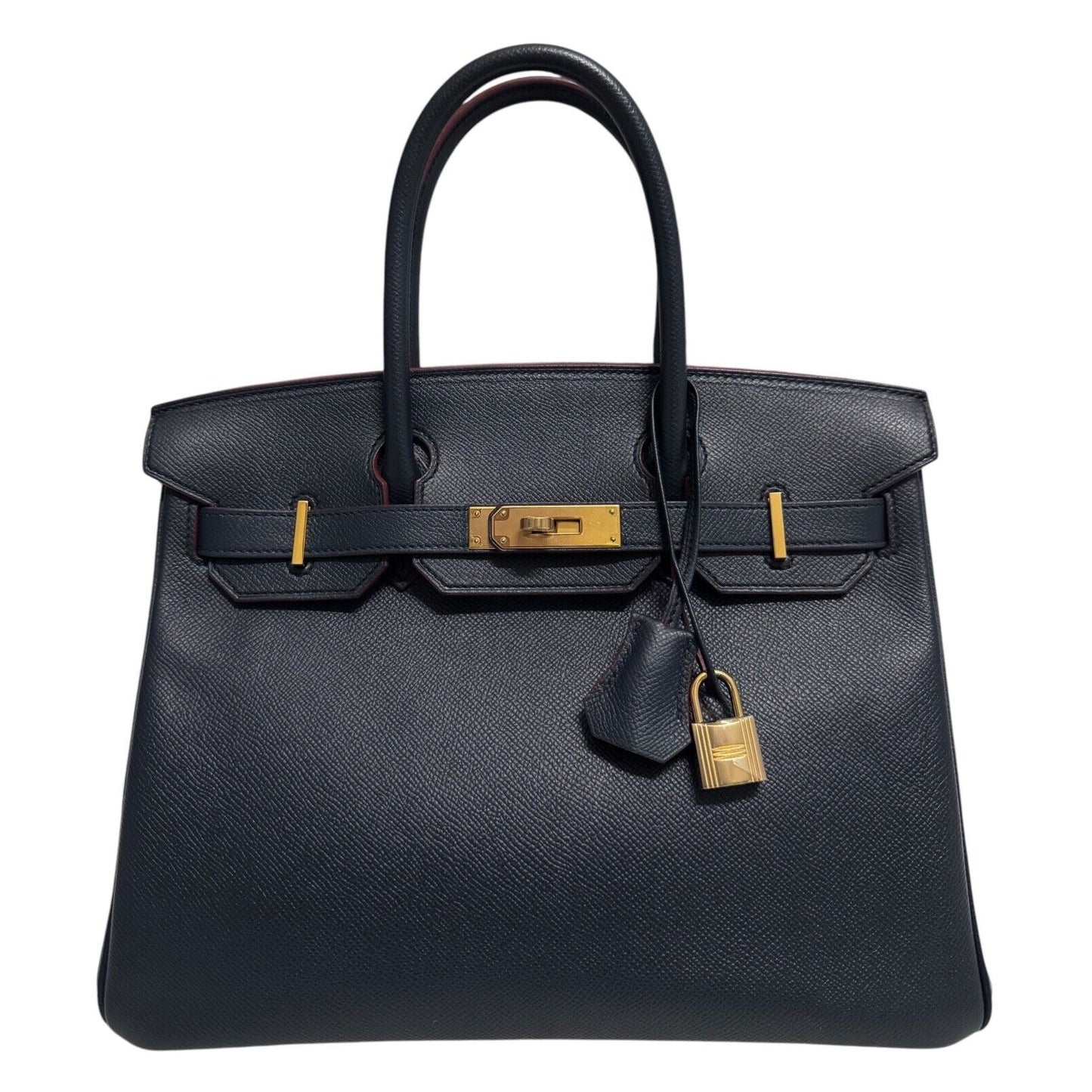 Hermes Birkin 30 Rouge Blue Indigo Rouge H Contour Epsom Leather Gold Hardware