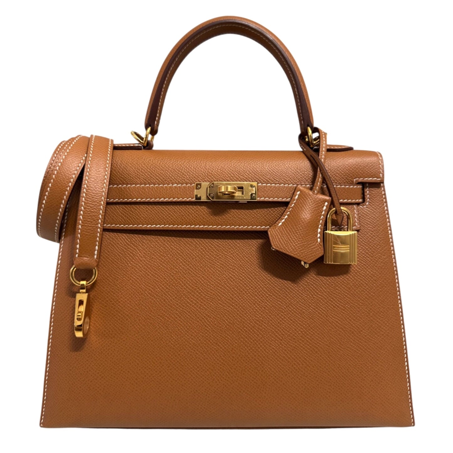 Hermes Kelly 25 Sellier Gold Tan Epsom Leather Gold Hardware