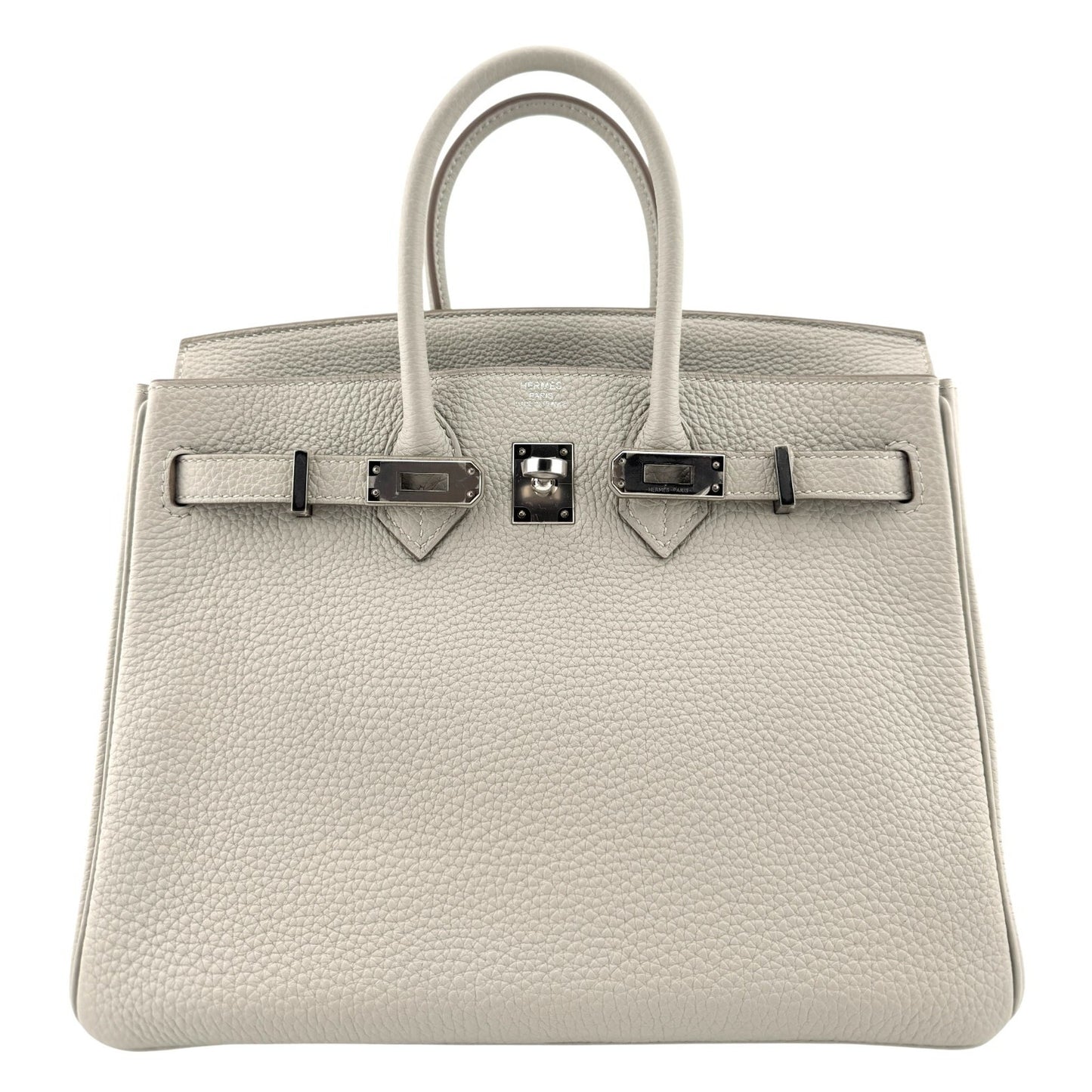 Hermes Birkin 25 Gris Perle Pearl Gray Togo Leather Palladium Hardware Handbag