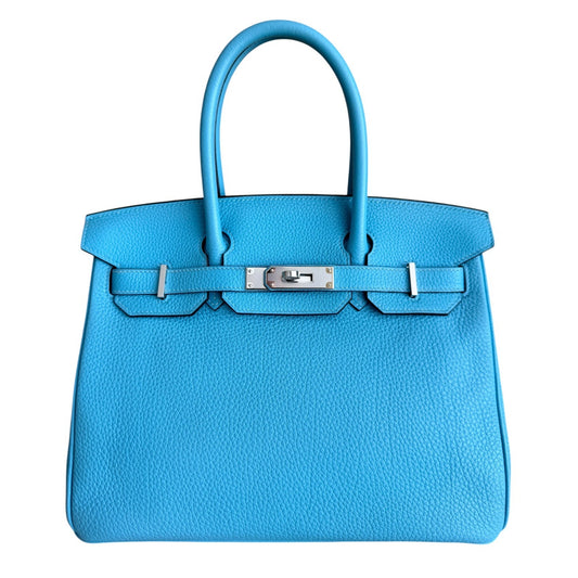 Hermes Birkin 30 Bleu du Nord Blue Togo Leather Palladium Hardware Rare