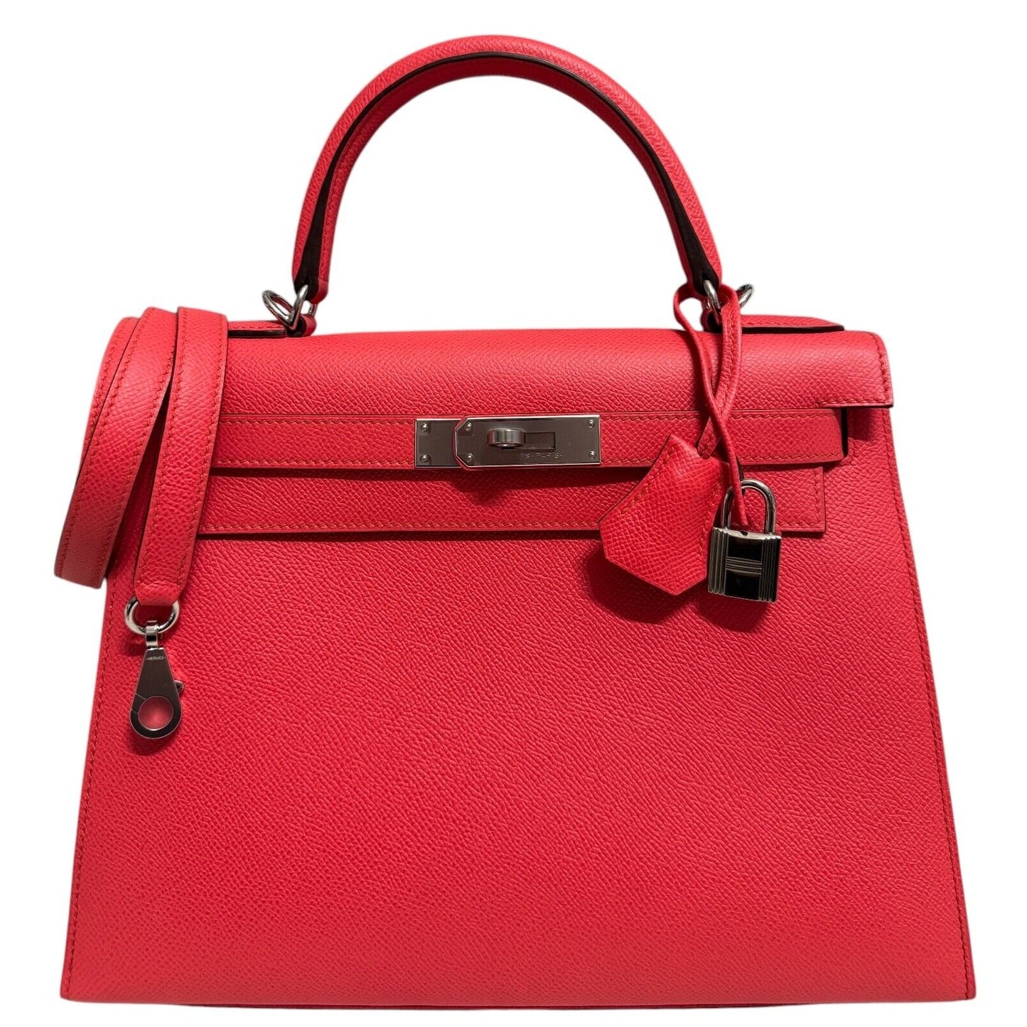 Hermes Kelly 28 Sellier Rose Texas Pink Epsom Leather Palladium Hardware