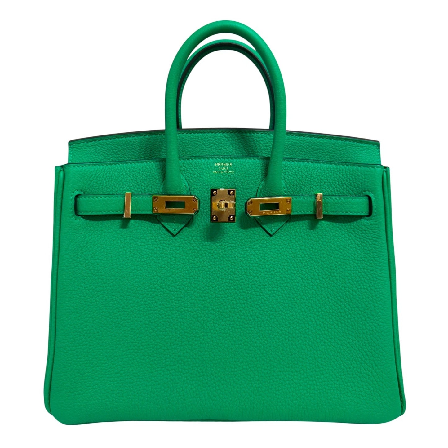 Hermes Birkin 25 Menthe Mint Green Togo Leather Gold Hardware Handbag