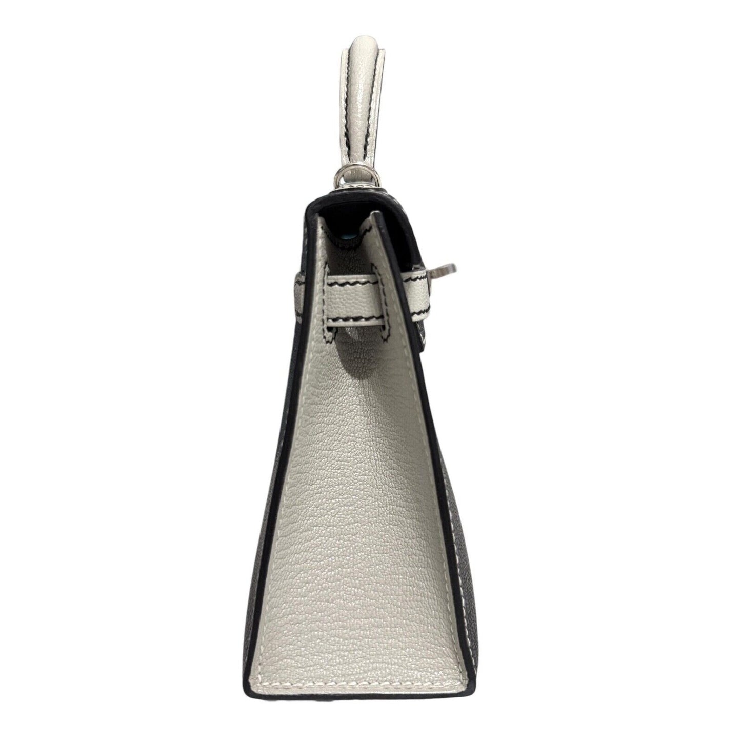 Hermes Kelly Mini 20 Special Order Black Gris Perle Gray Chèvre Leather Palladium Hardware