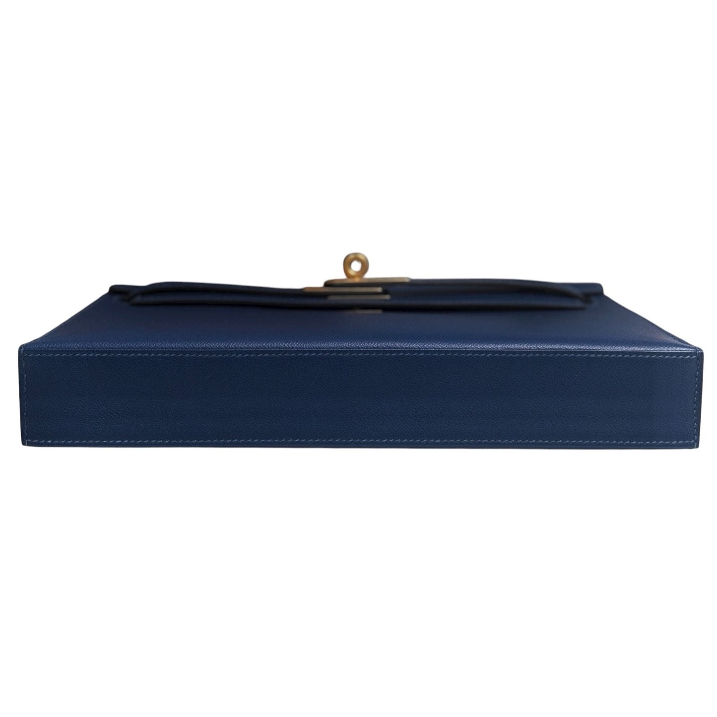 Hermès Kelly Elan Deep Blue Madame Leather Gold Hardware Clutch Shoulder Bag
