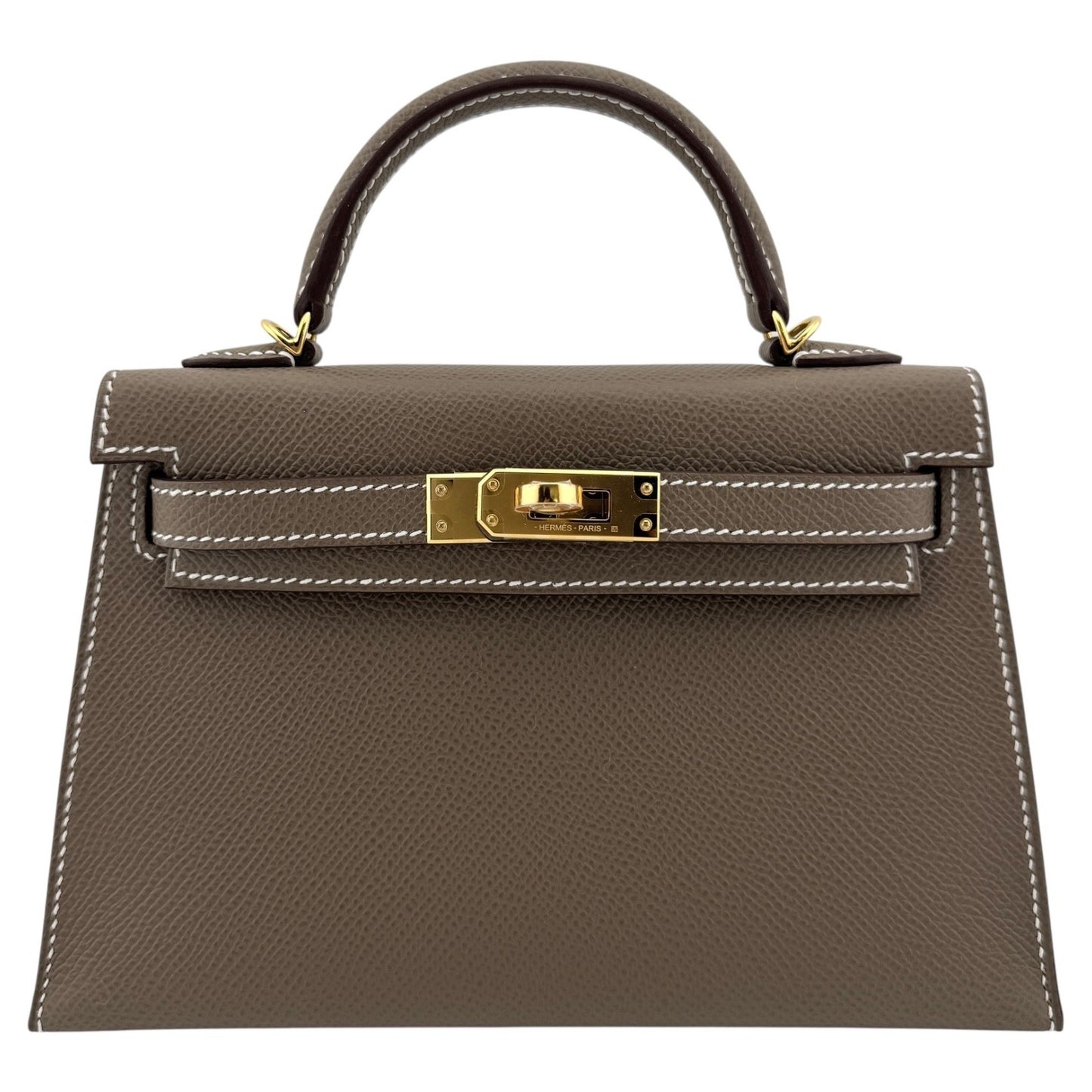 Hermes Kelly Mini 20 Etoupe Gray Epsom Leather Gold Hardware 2024
