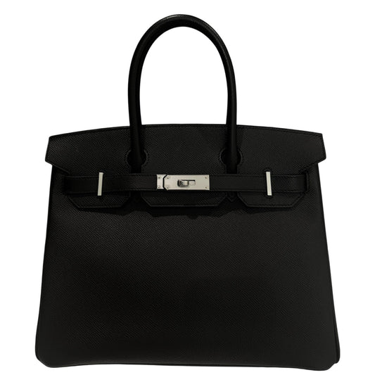 Hermes Birkin 30 Black Noir Epsom Leather Palladium Hardware RARE
