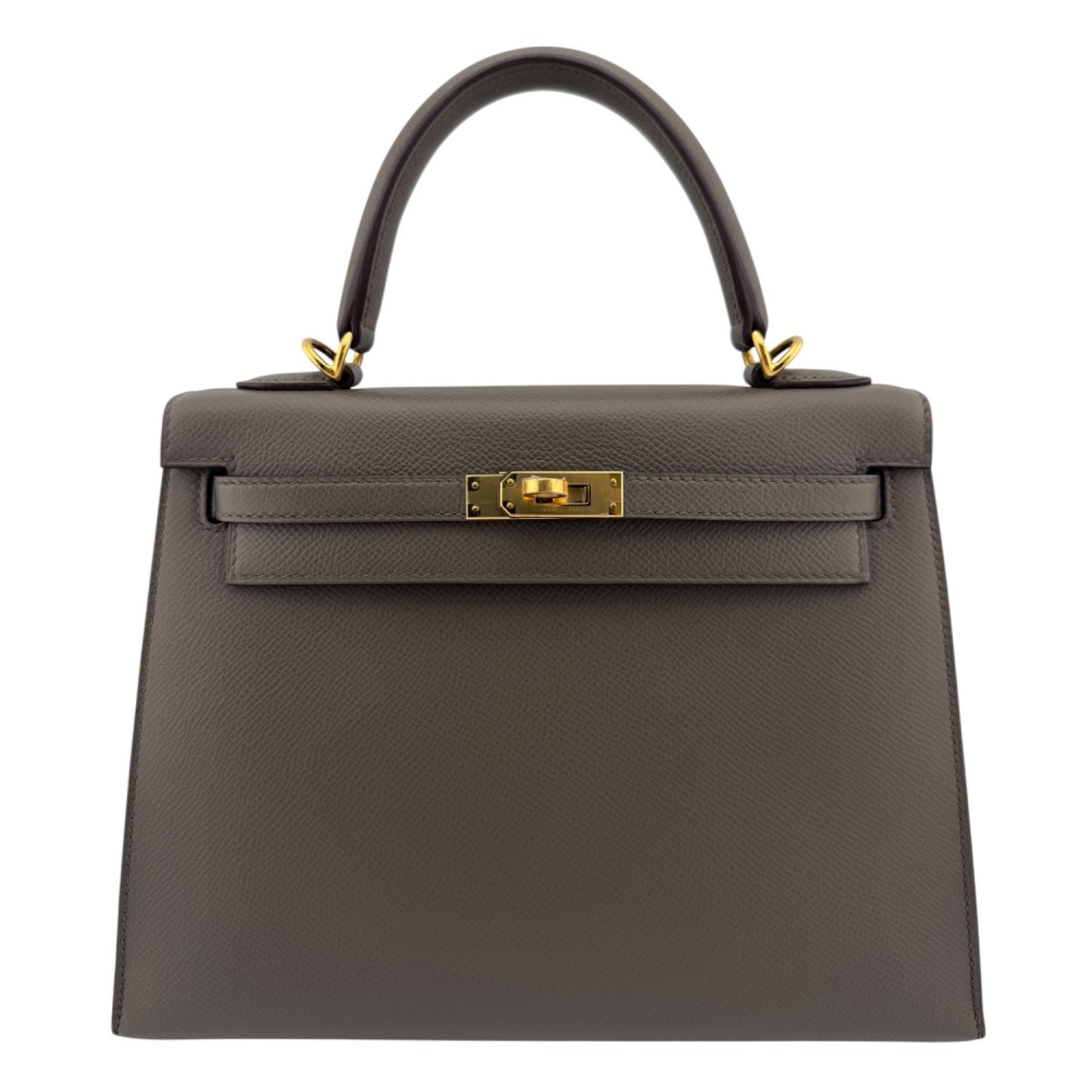 Hermes Kelly 25 Sellier Etain Gray Grey Epsom Leather Gold Hardware Rare